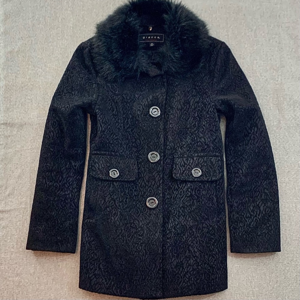 GIACCA | Vintage Faux Fur Pea Coat; Women’s Size M